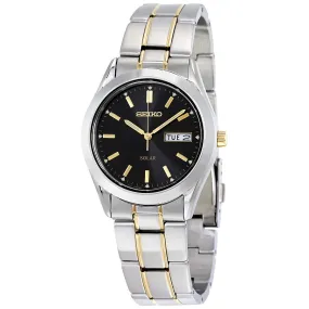 Seiko Solar Black Dial Two-tone Men's Watch SNE047