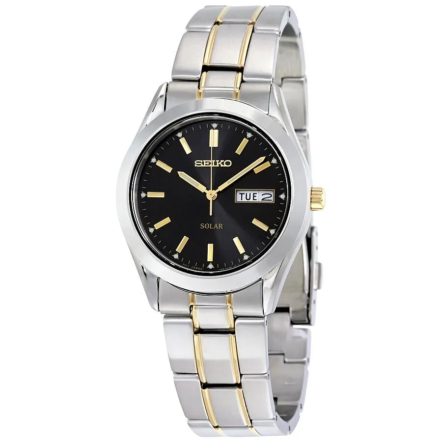 Seiko Solar Black Dial Two-tone Men's Watch SNE047