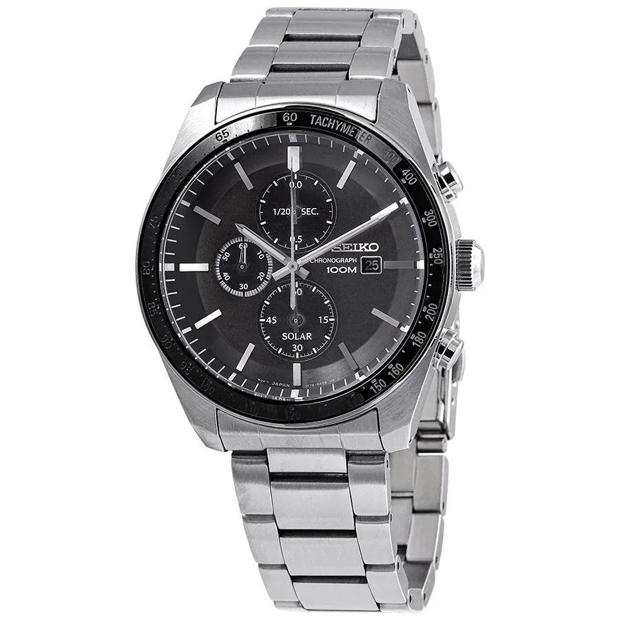 Seiko Solar Chronograph Quartz Grey Dial Men's Watch SSC715