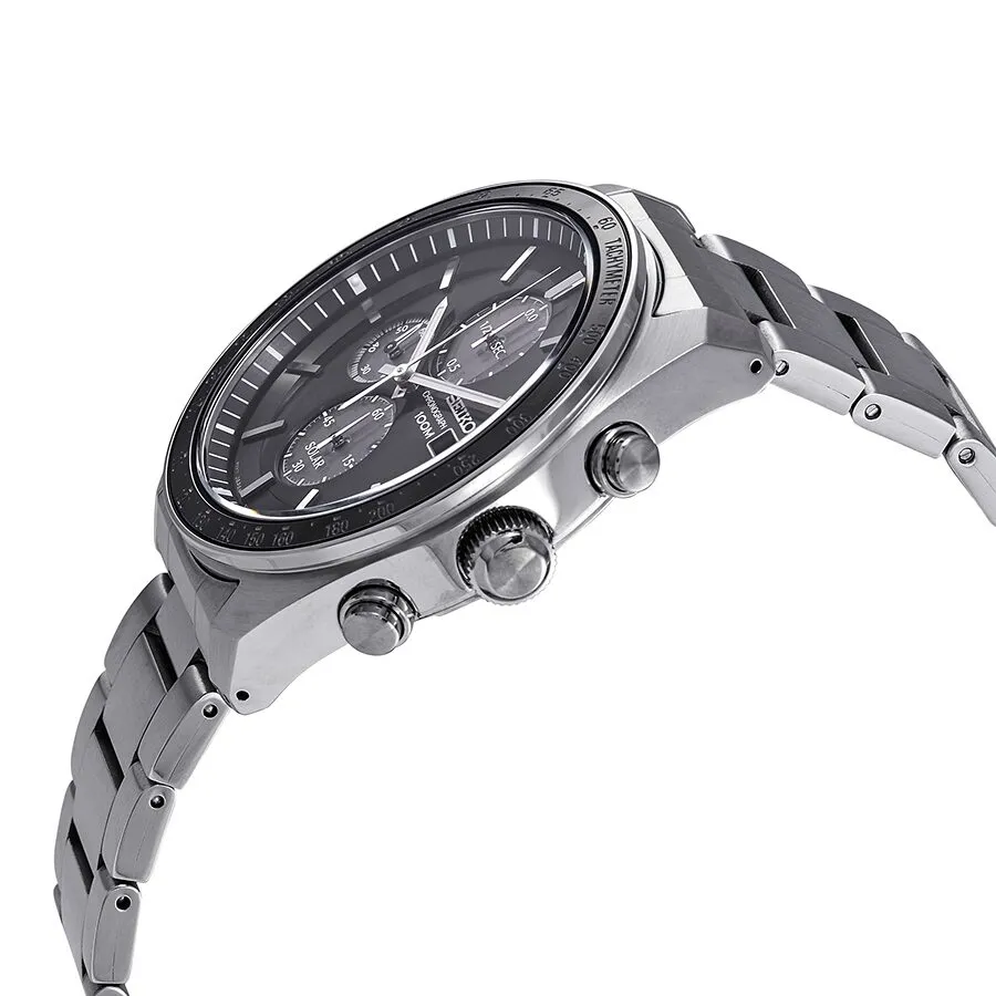 Seiko Solar Chronograph Quartz Grey Dial Men's Watch SSC715