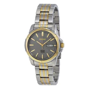 Seiko Solar Gray Dial Two-tone Men's Watch SNE098