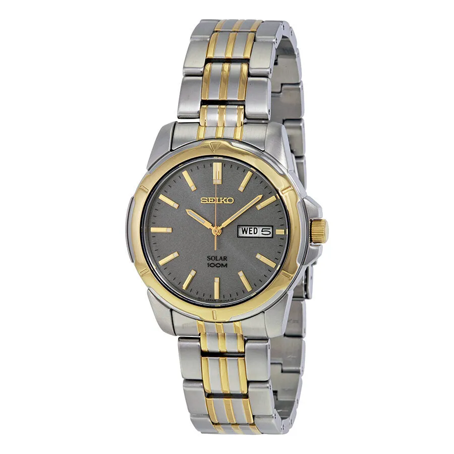Seiko Solar Gray Dial Two-tone Men's Watch SNE098