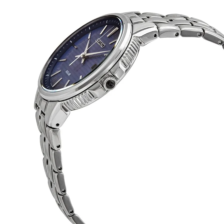 Seiko Solar Quartz Blue Dial Stainless Steel Men's Watch SNE507