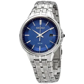 Seiko Solar Quartz Blue Dial Stainless Steel Men's Watch SNE507