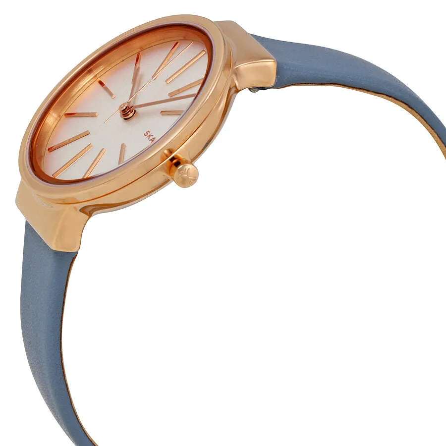 Skagen Ancher White Dial Blue Leather Ladies Watch SKW2482