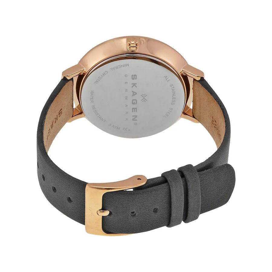 Skagen Ditte Grey Dial Grey Leather Ladies Watch SKW2216