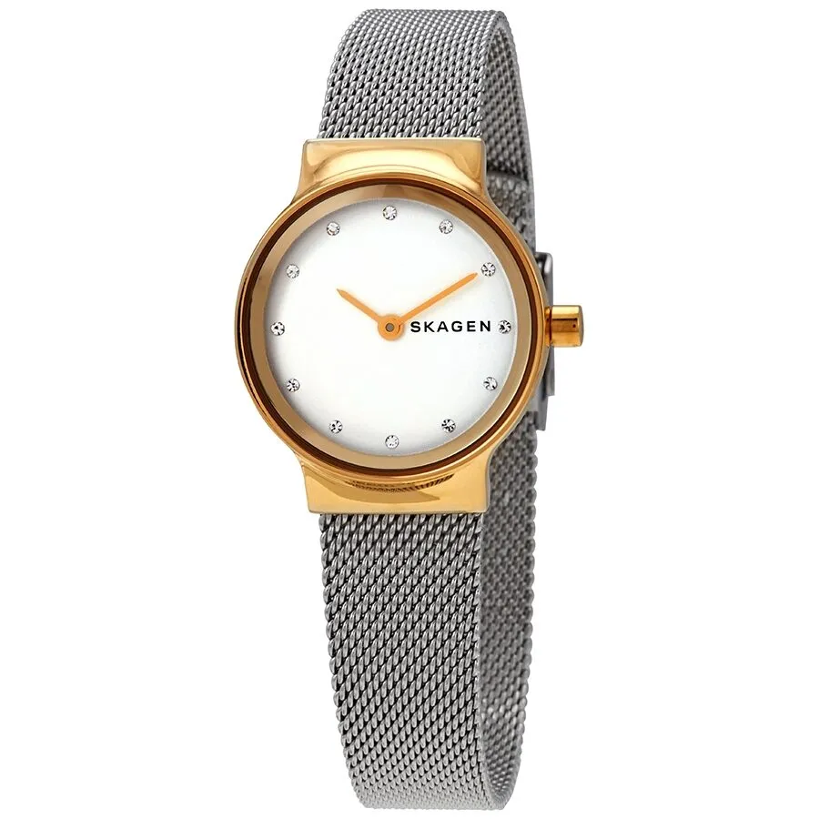 Skagen Freja White Dial Stainless Steel Mesh Ladies Watch SKW2666