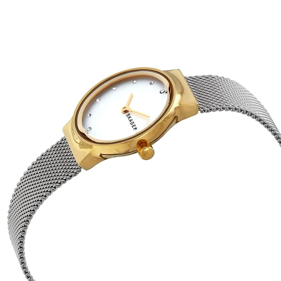 Skagen Freja White Dial Stainless Steel Mesh Ladies Watch SKW2666