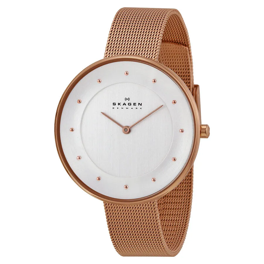 Skagen Gitte Silver Dial Rose Gold-tone Ladies Watch SKW2142
