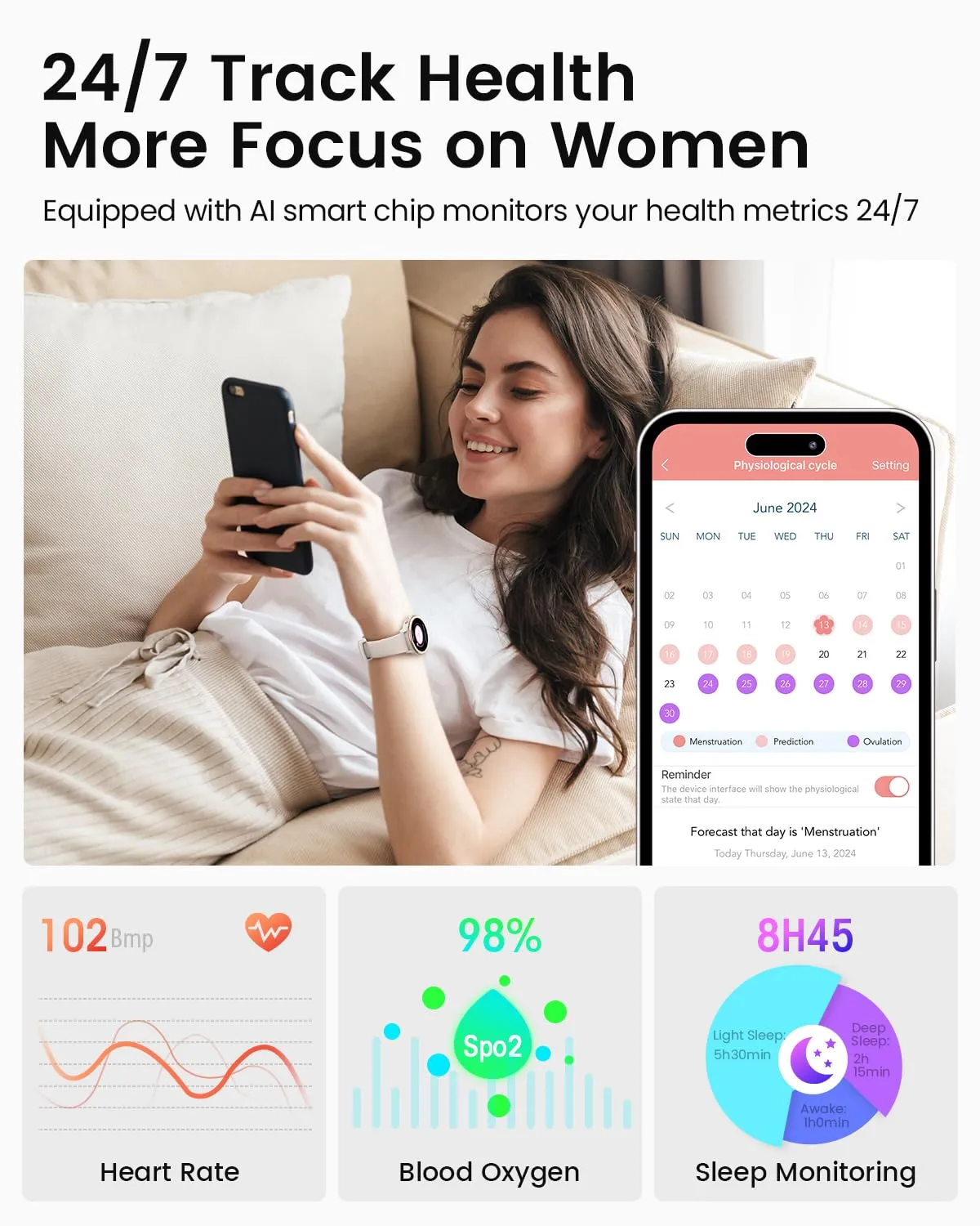 Smart Watches for Women [Make Call/Answer/400 Watch Face] Android Phones iPhone Compatible Christmas Birthday Gifts for Women Men, Fitness Tracker Watch Women Activity Tracker and SmartWatch for Women