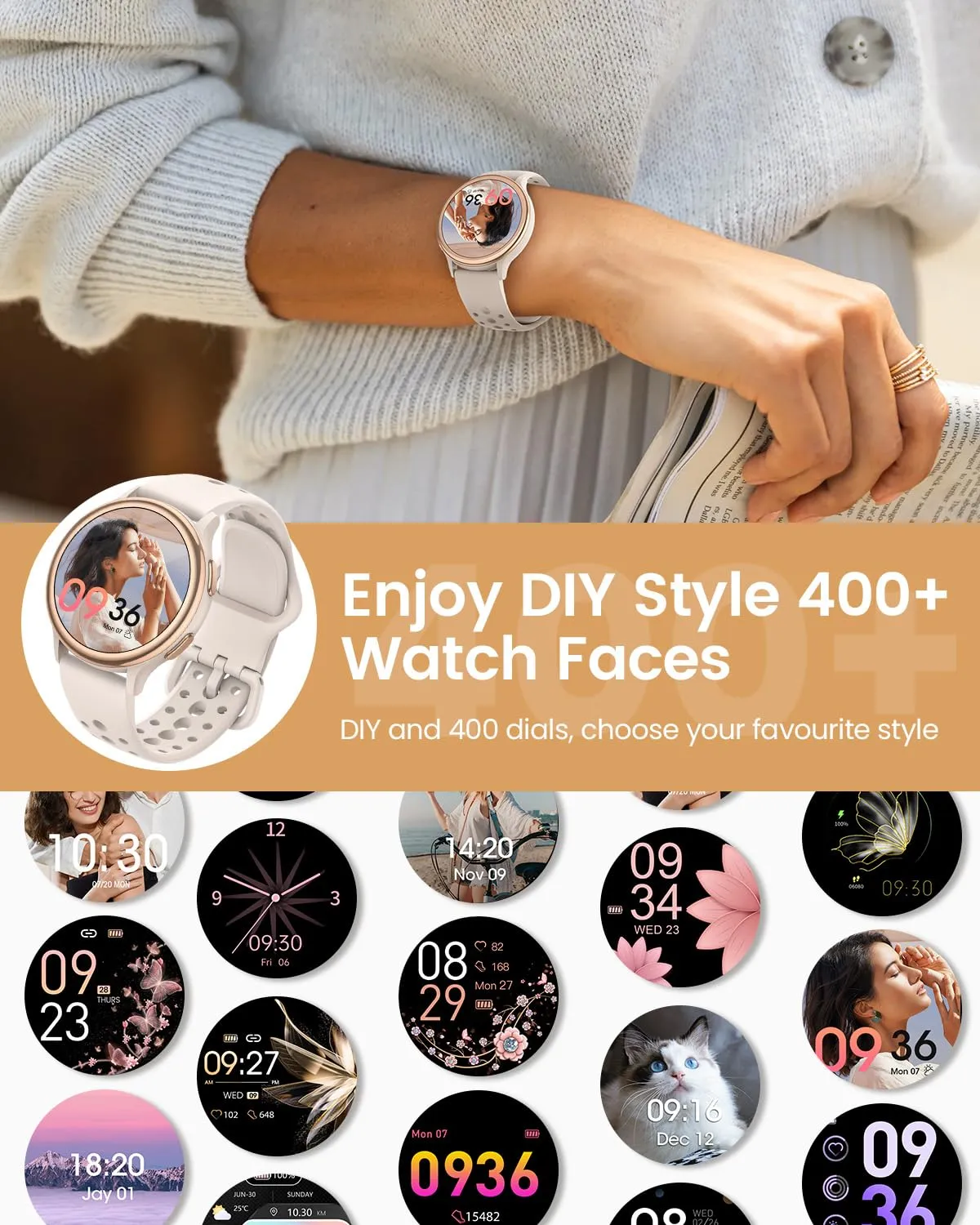 Smart Watches for Women [Make Call/Answer/400 Watch Face] Android Phones iPhone Compatible Christmas Birthday Gifts for Women Men, Fitness Tracker Watch Women Activity Tracker and SmartWatch for Women