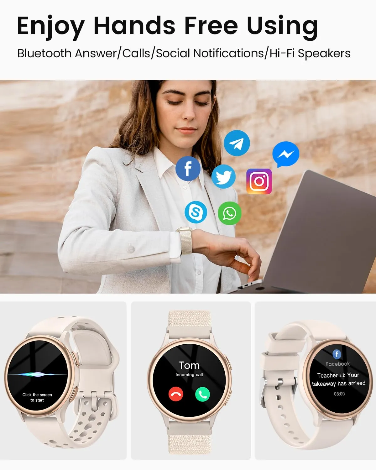 Smart Watches for Women [Make Call/Answer/400 Watch Face] Android Phones iPhone Compatible Christmas Birthday Gifts for Women Men, Fitness Tracker Watch Women Activity Tracker and SmartWatch for Women