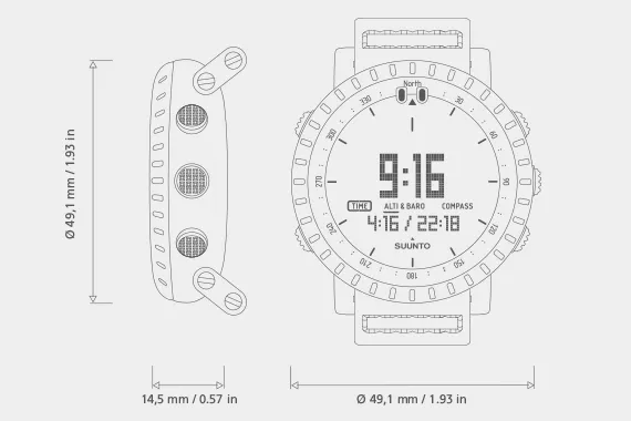 Suunto Core Outdoor Watch with Altimeter, Barometer & Compass, Black/Yellow TX (SS050276000)