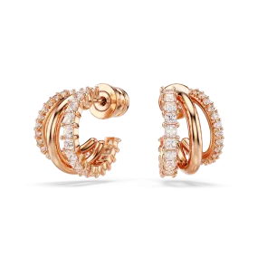 Swarovski Hyperbola Hoop Earrings - Mixed Cuts, Mini, White, Rose Gold-Tone Plated
