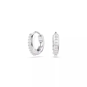 Swarovski Matrix Hoop Earrings - Round Cut, White, Rhodium Plated