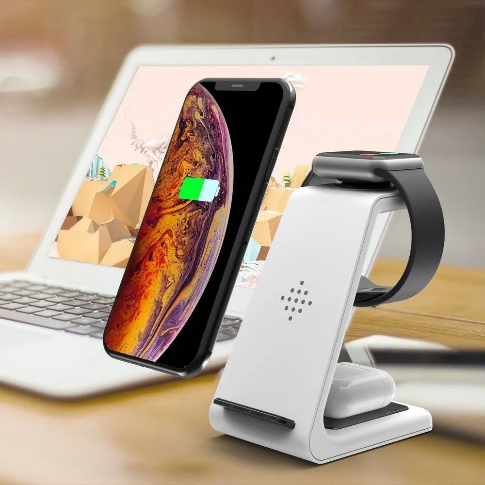 Tech-Protect A8 3-in-1 Trådløs Oplader Til Apple m. Lys 18W - Hvid