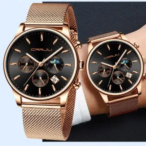 Top Luxury Men Multifunction Watches Waterproof Business Casual Quartz