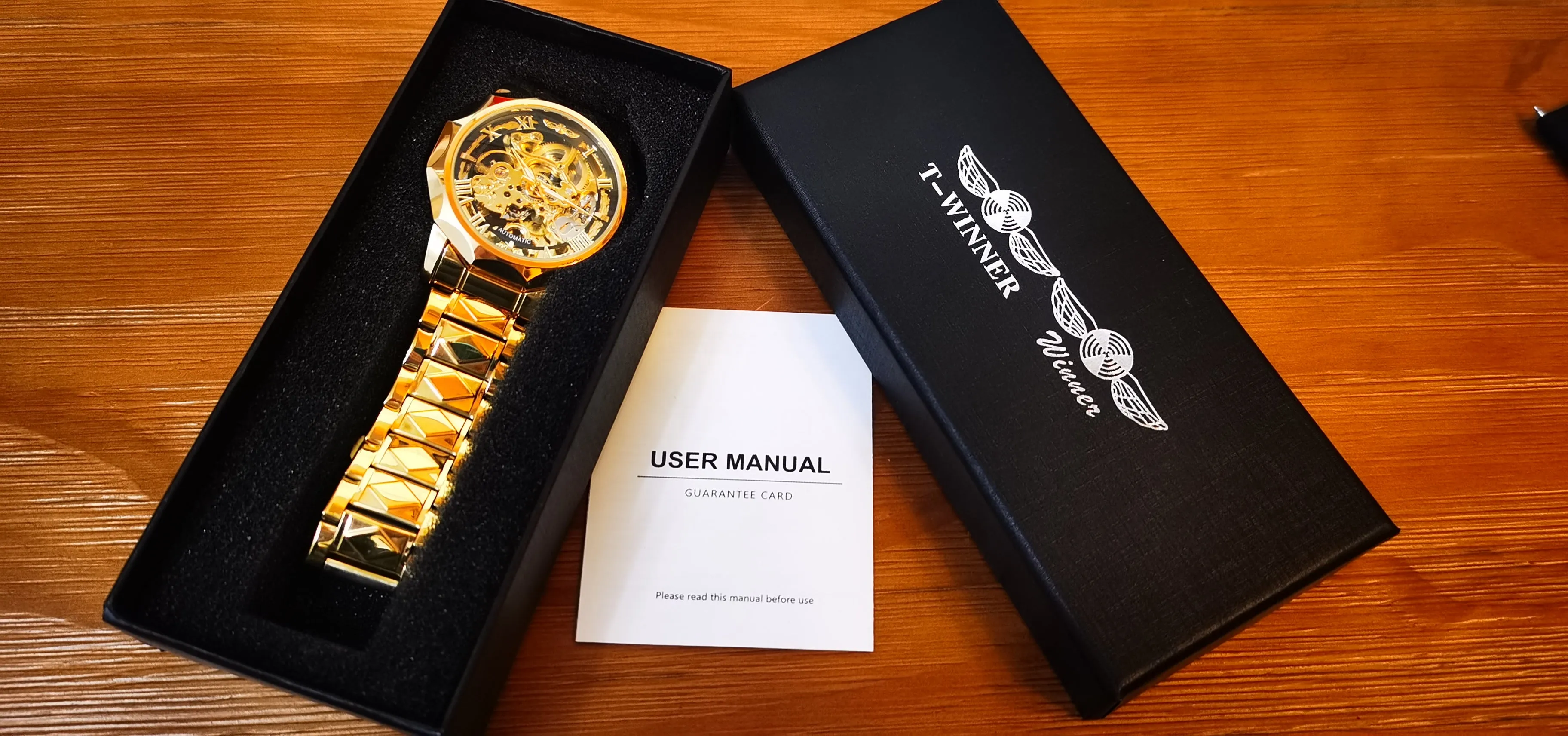 WINNER Luxury Skeleton Mechanical Dodecagon Case Engraved Movement Watch 527G